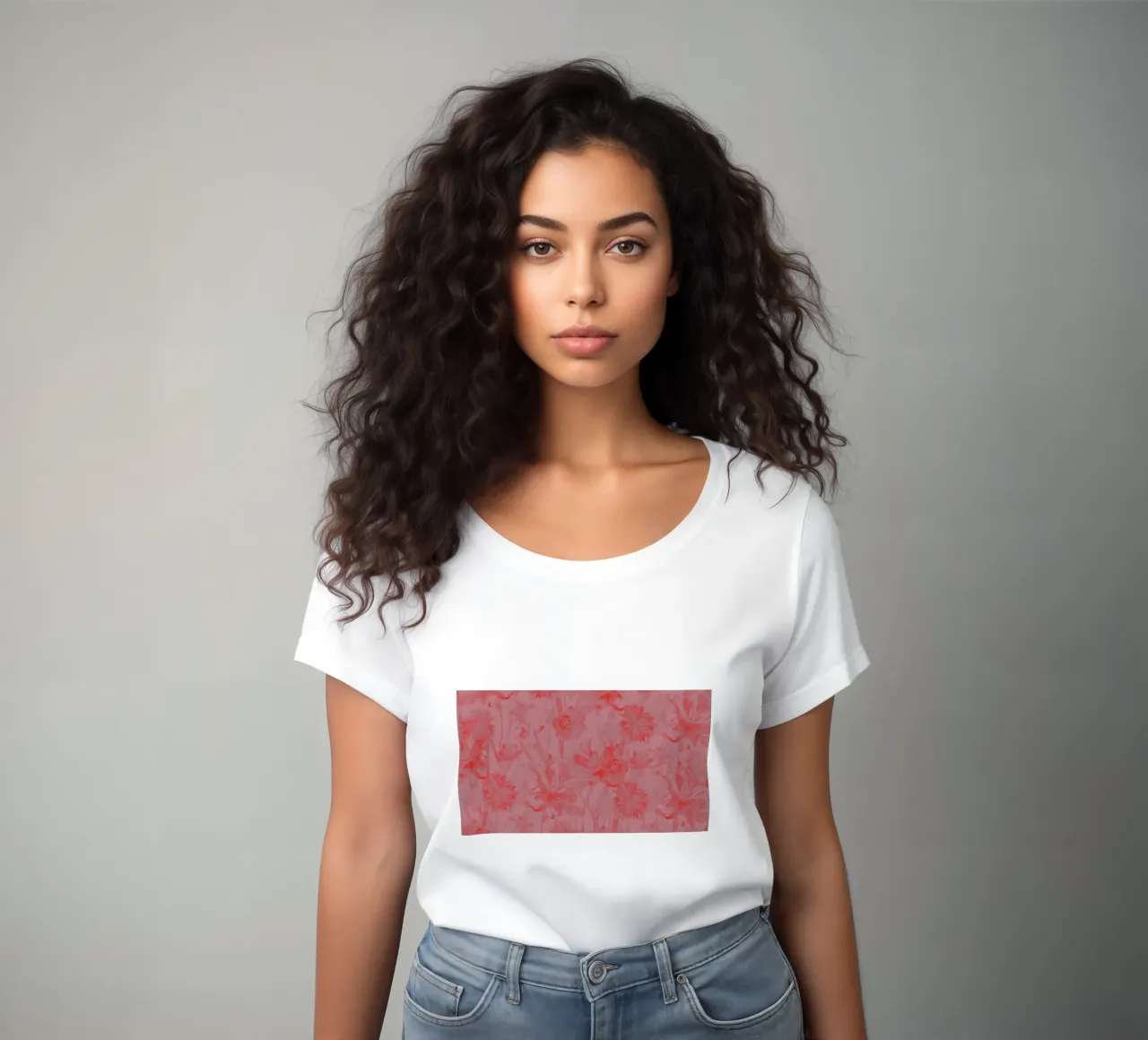 red flowers women's fitted t-shirt by Giulio Iurissevich