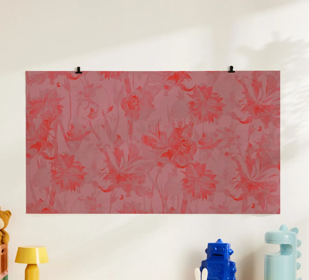 fiori rossi poster con telaio in alluminio da Giulio Iurissevich