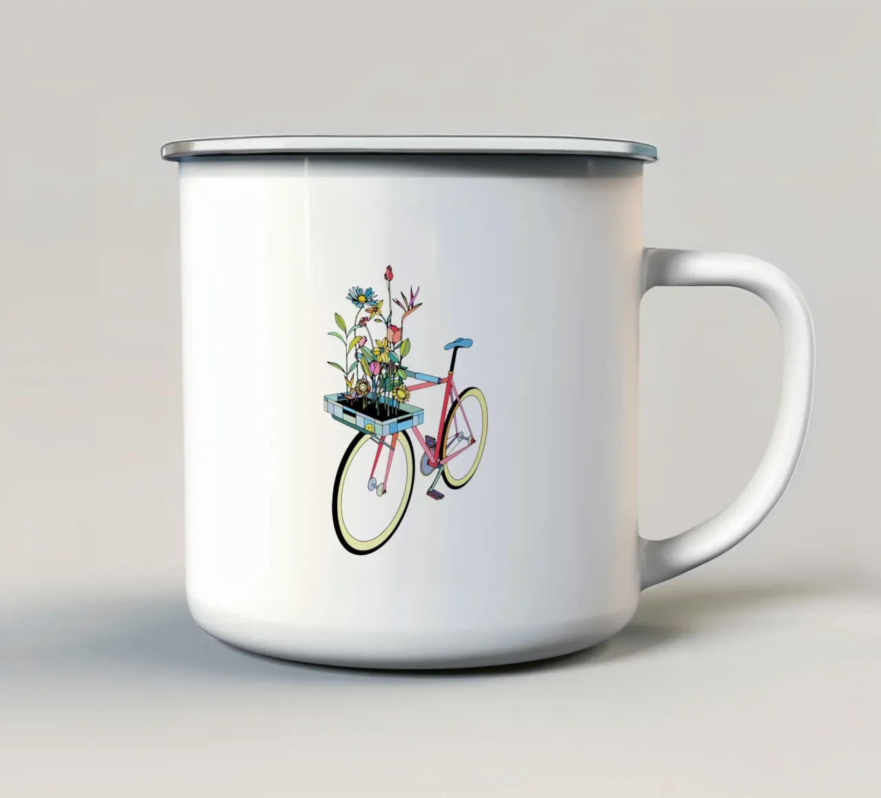 Bici e fiori tazza in smalto da The Cyclist