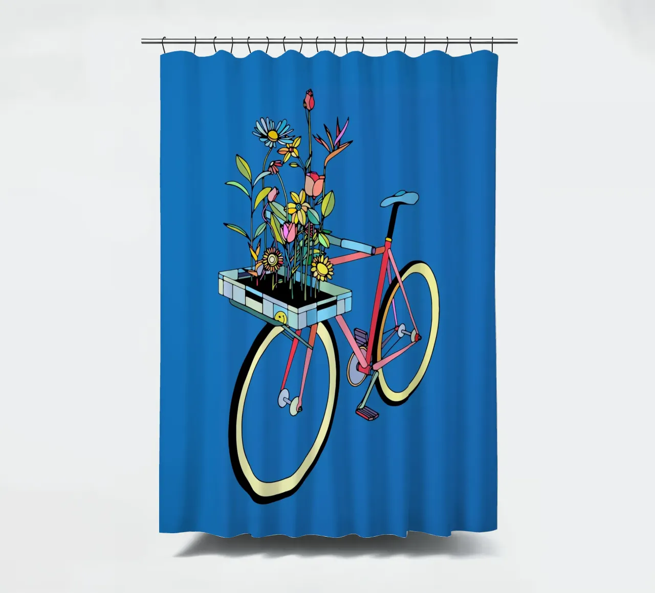 Bike and flowers shower curtain by The Cyclist