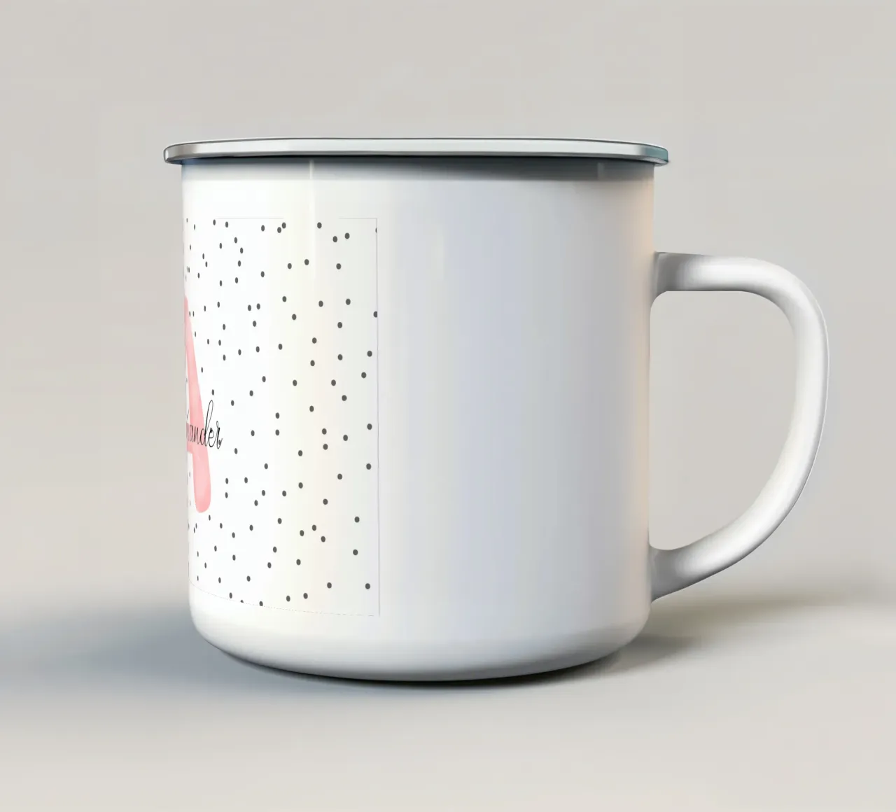 Alfabeto a pioggia tazza in smalto da Doodle Dreams Art
