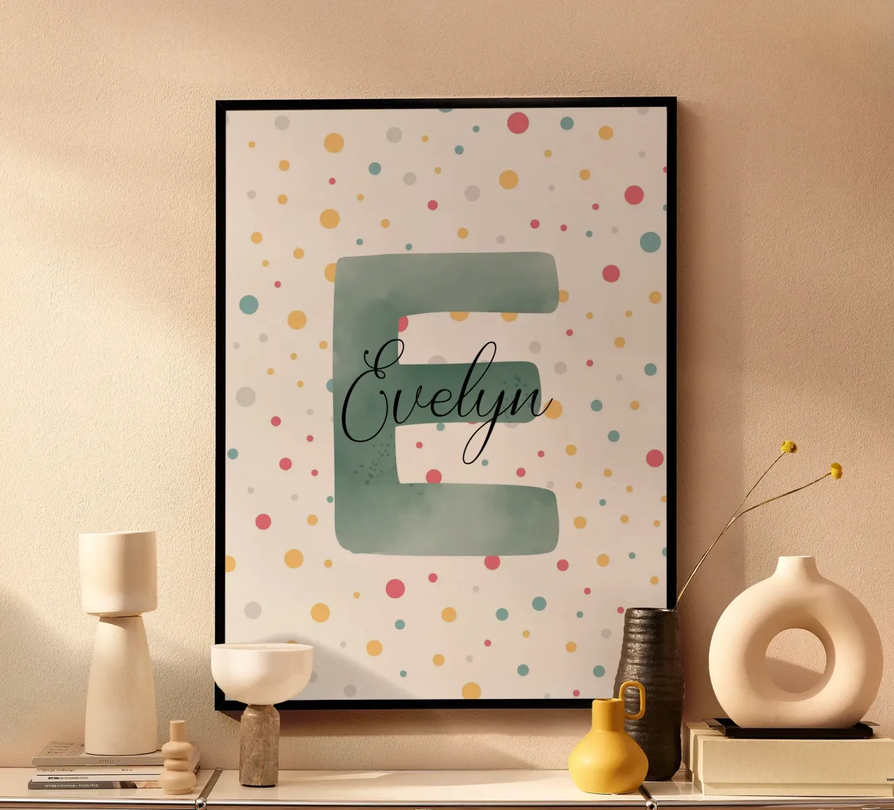 Alphabet Sprinkle poster with aluminum frame by Doodle Dreams Art