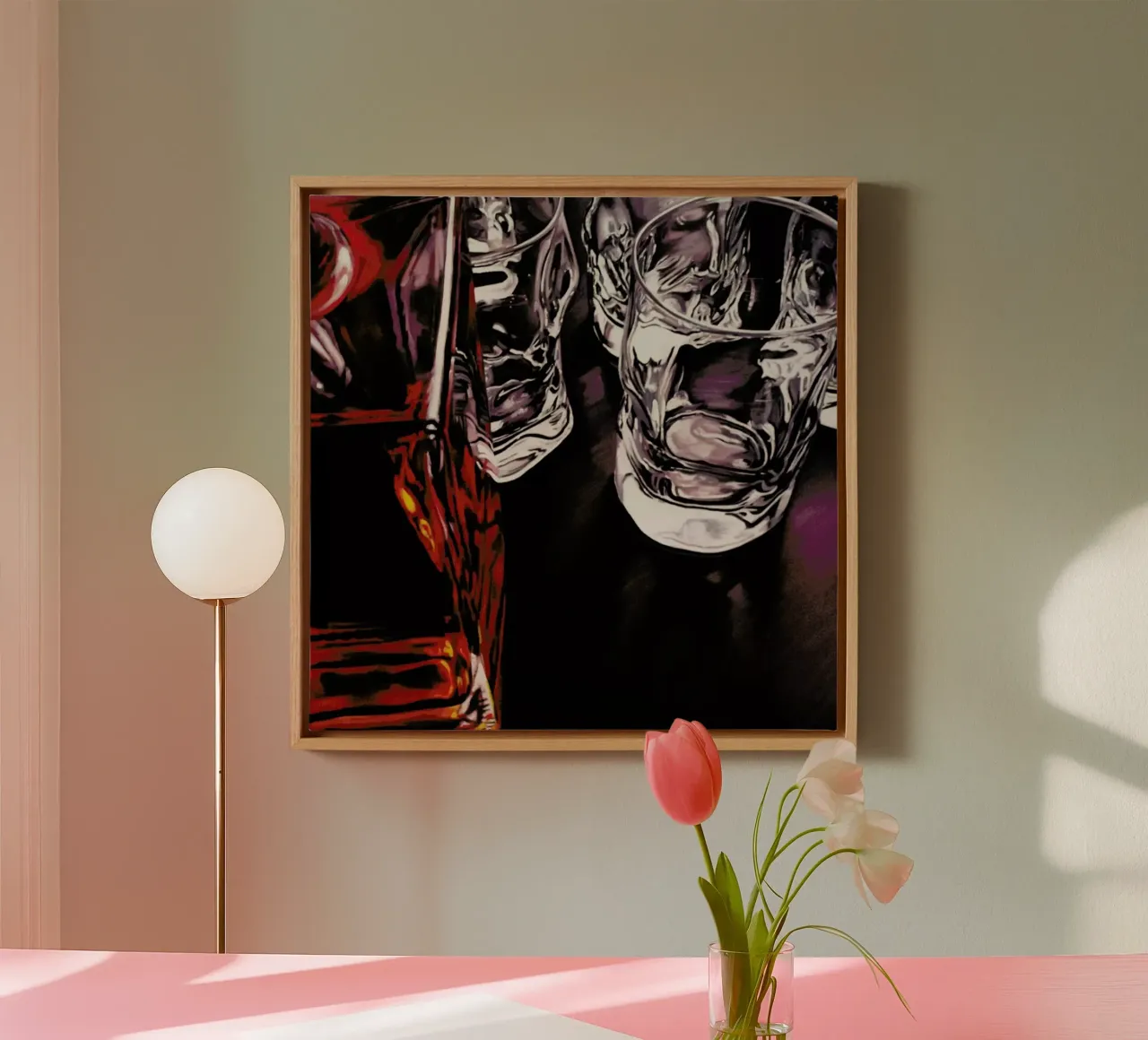 Whiskey Time canvas with Floater frame by Jérôme Romain