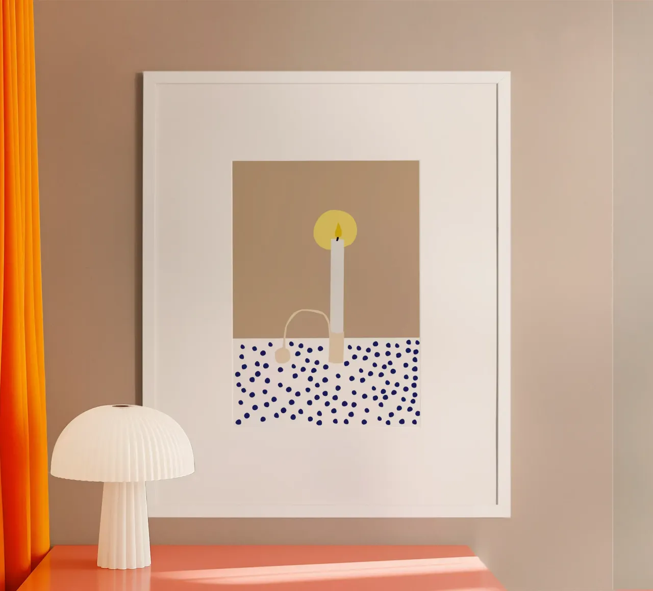 Pünktchen poster with wooden frame by Helena Ravenne
