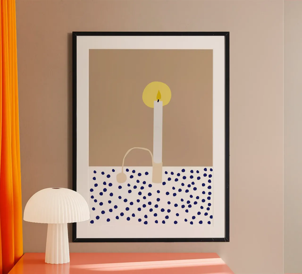 Pünktchen poster with wooden frame by Helena Ravenne