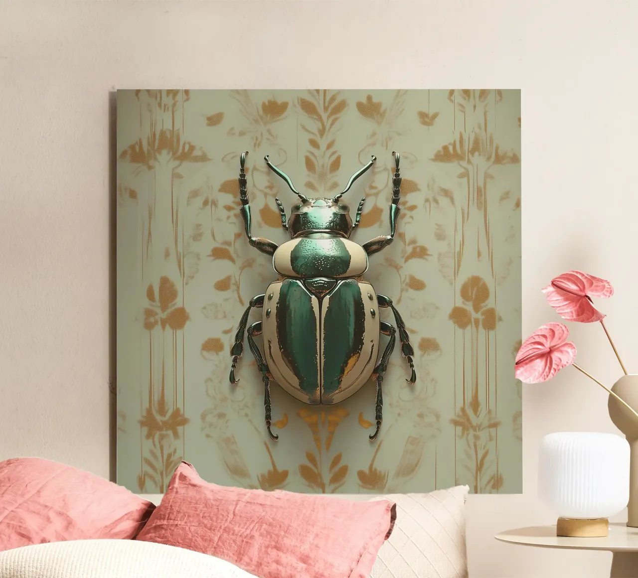 Vintage Jewerly beetle on wallpaper alu-dibond by Little Things