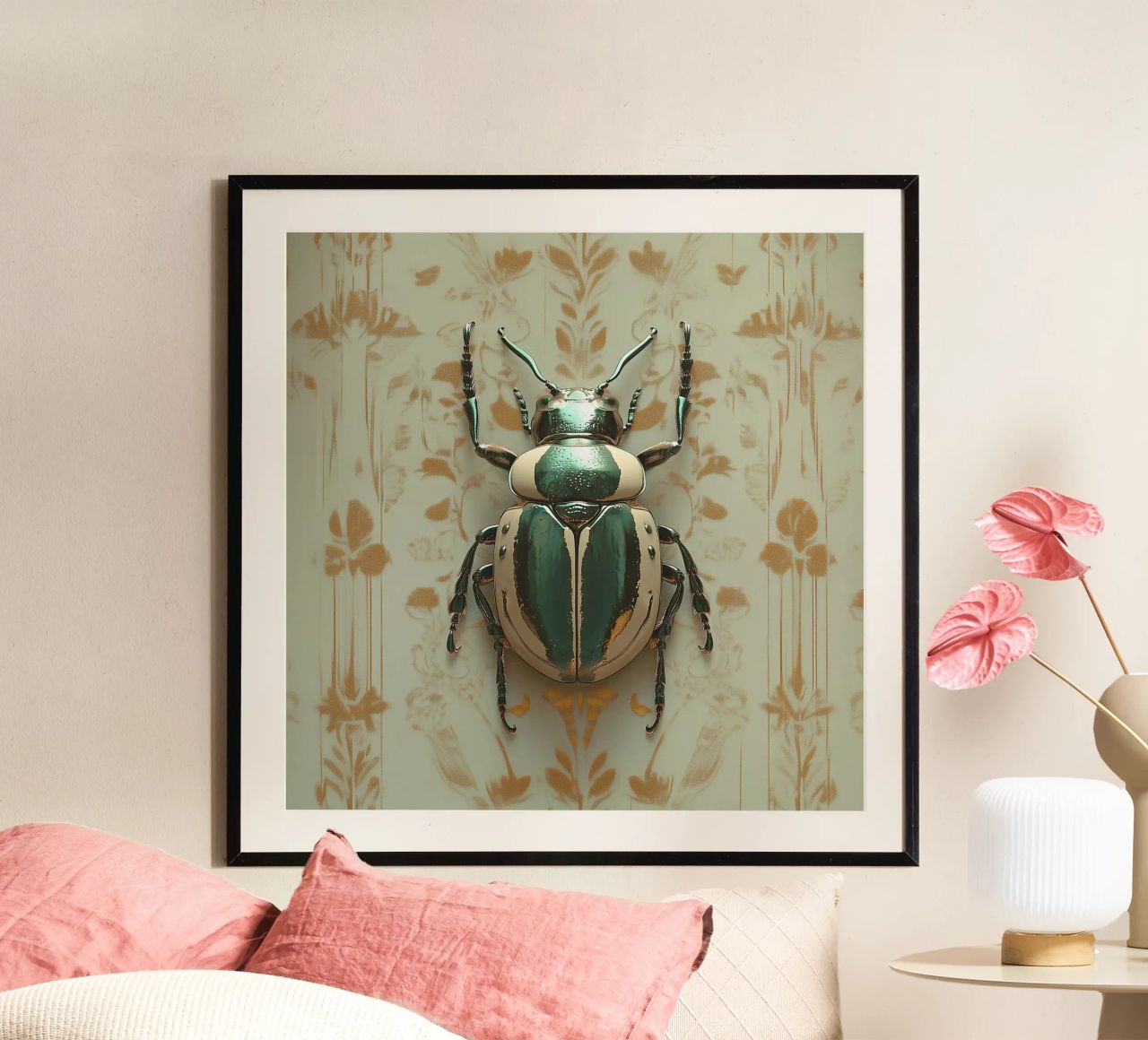 Vintage Jewerly beetle on wallpaper poster by Little Things