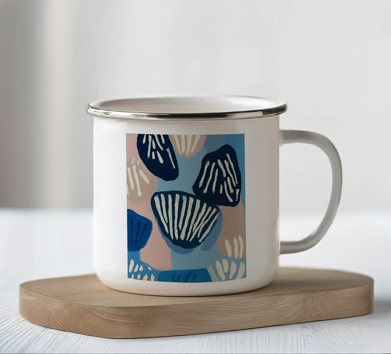 Shell Geometry enamel mug by Sienna Atelier