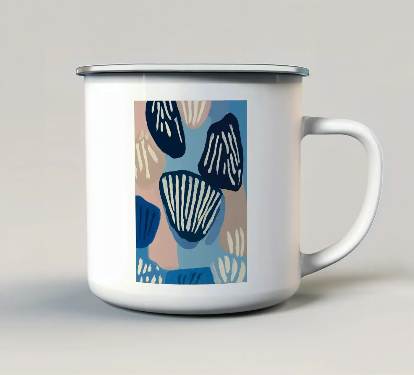 Shell Geometry enamel mug by Sienna Atelier