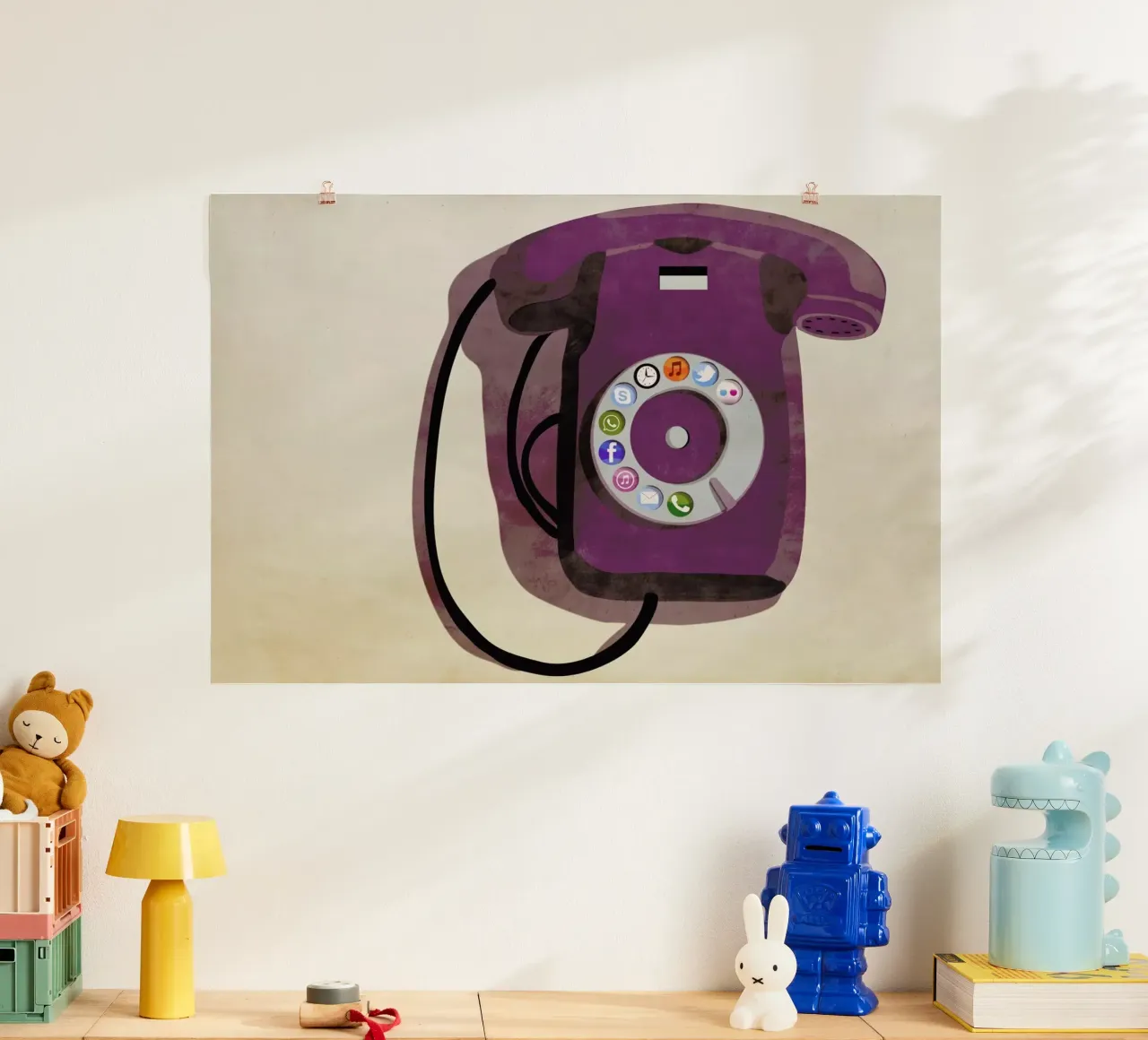 Steampunk iPhone poster con telaio in legno da Giordano Poloni