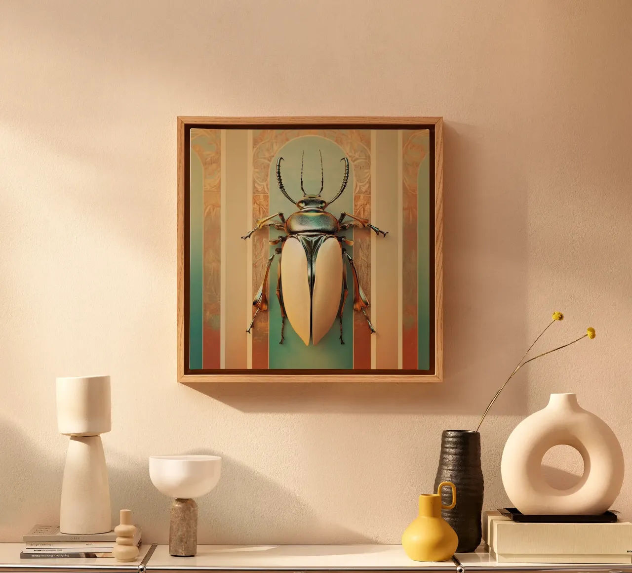 Retro-Efeu-Käfer Leinwand mit Schattenfugenrahmen von Little Things