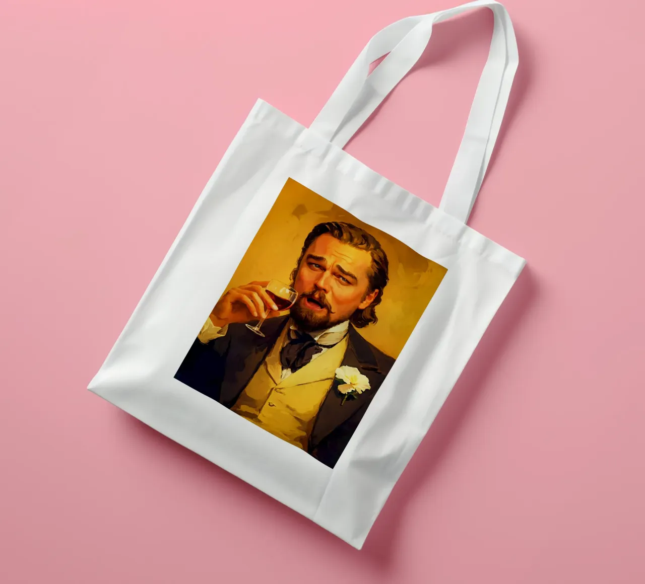 Laughing Leonardo DiCaprio Meme borsa in juta da Lootprint