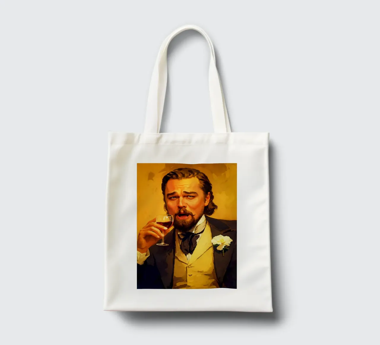 Laughing Leonardo DiCaprio Meme borsa in juta da Lootprint