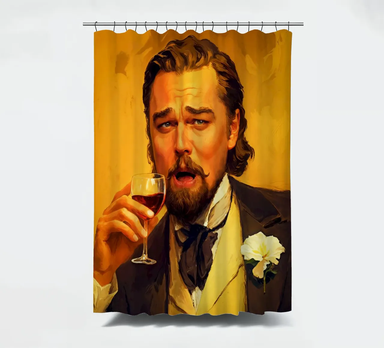Laughing Leonardo DiCaprio Meme tenda da doccia da Lootprint