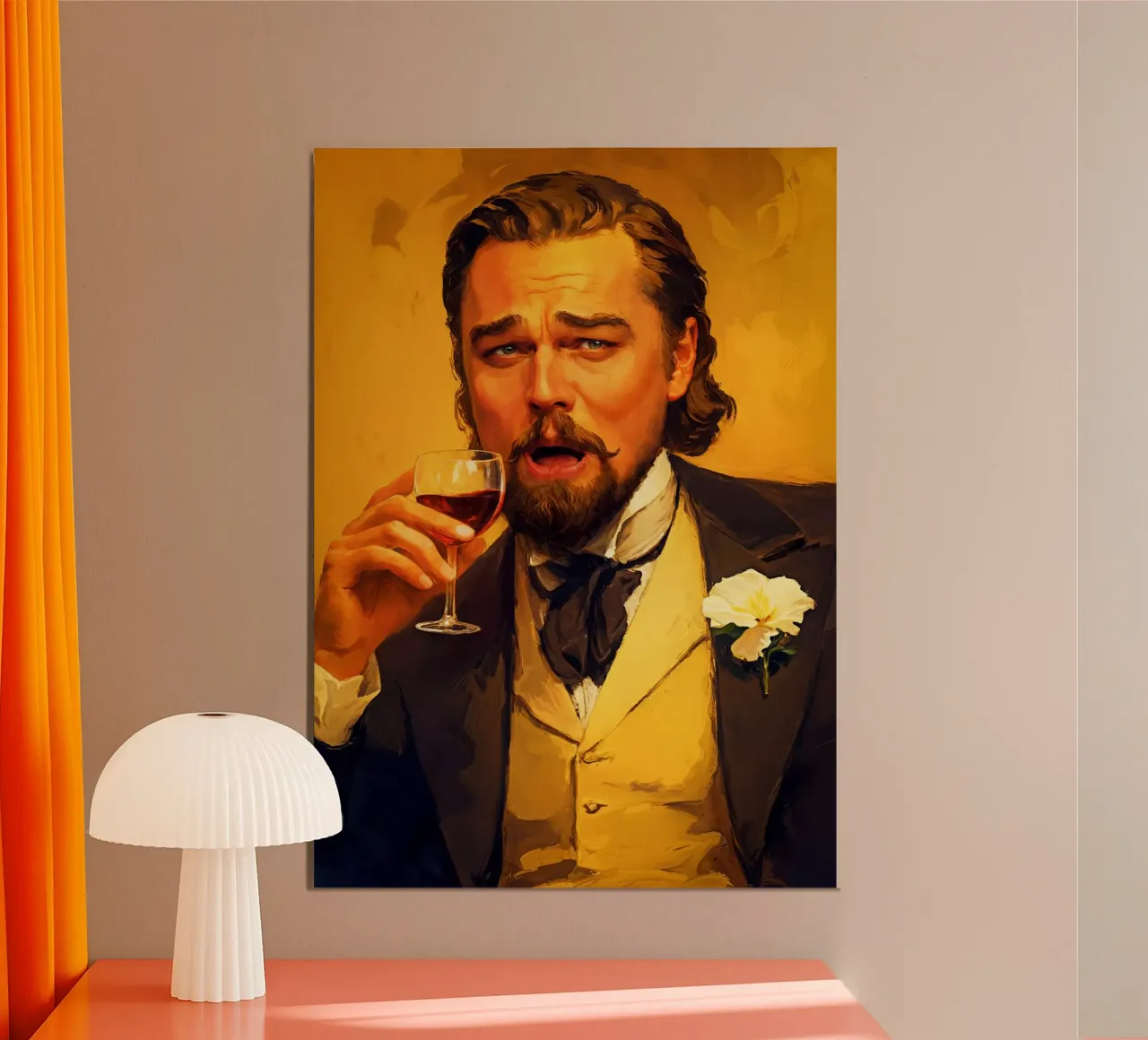 Laughing Leonardo DiCaprio Meme alluminio dibond da Lootprint