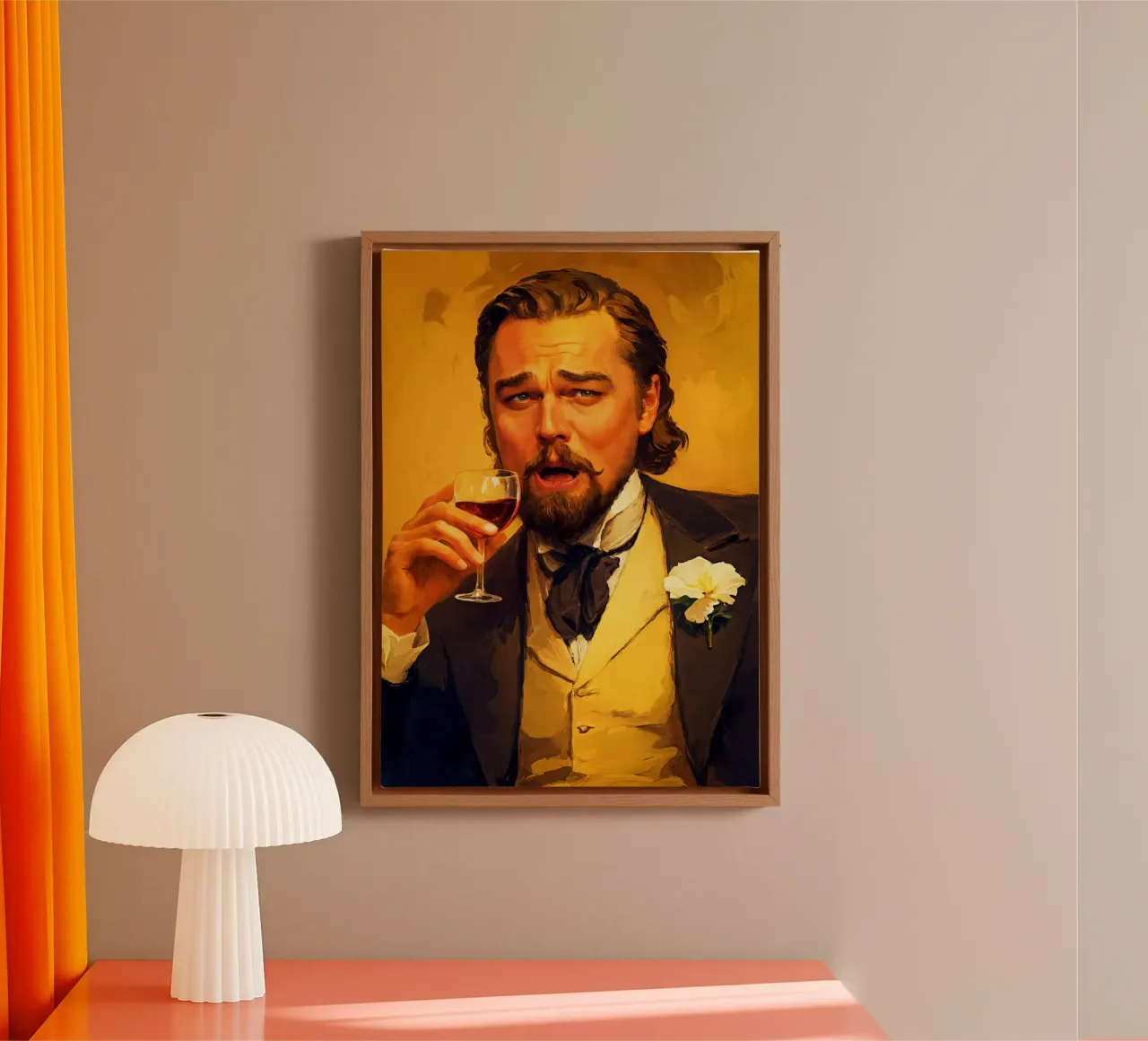 Laughing Leonardo DiCaprio Meme tela con Cornice a cassetta da Lootprint