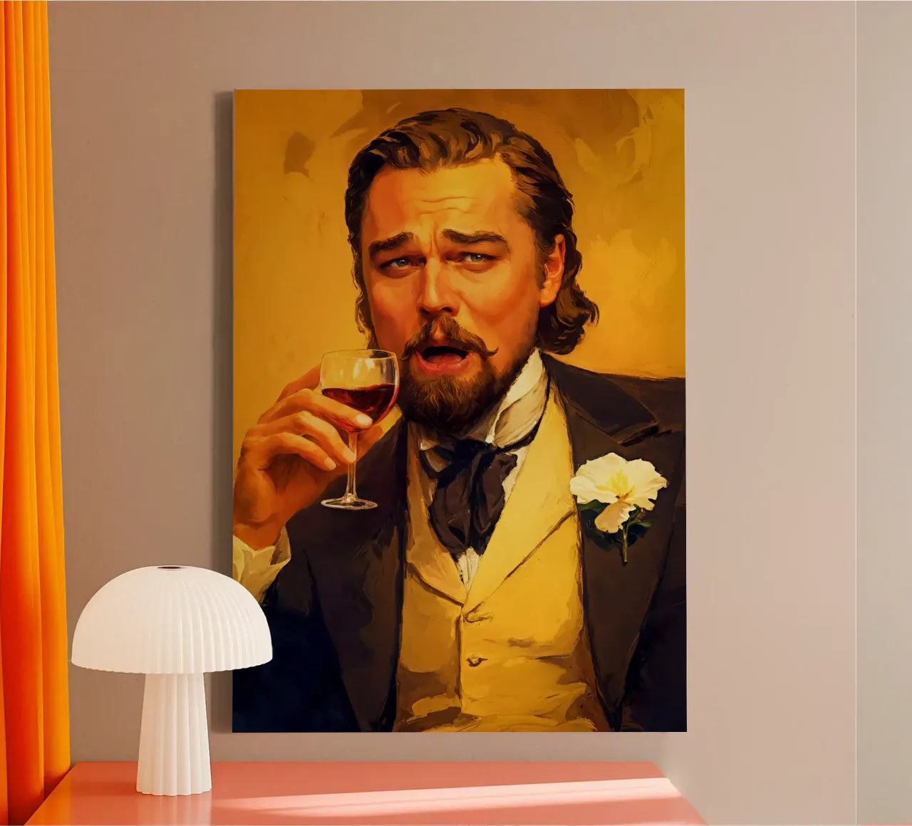 Laughing Leonardo DiCaprio Meme tela con Cornice a cassetta da Lootprint