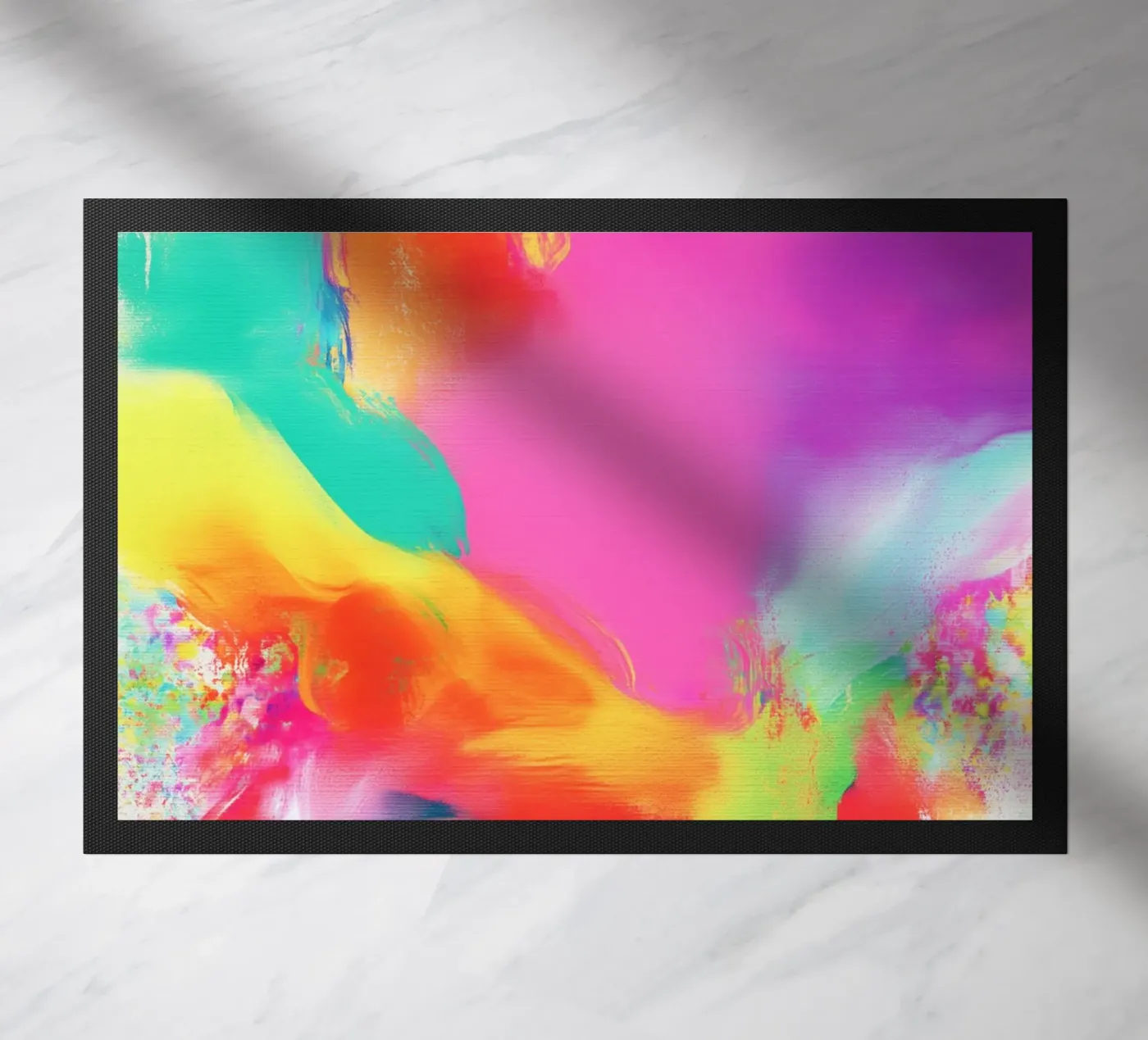 Pulsating neon waves doormat by Carinaprint