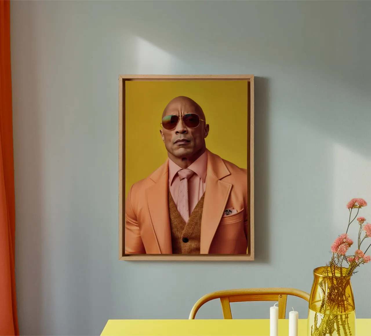 Dwayne Johnson Fashion Art canvas with Floater frame by Lootprint