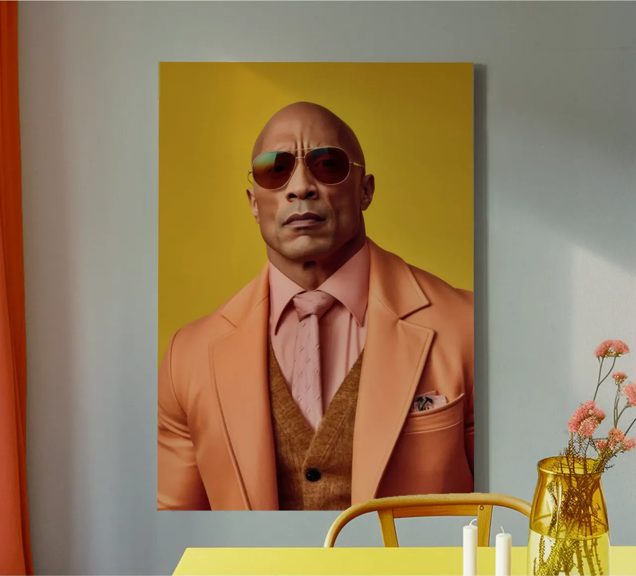 Dwayne Johnson Fashion Art canvas with Floater frame by Lootprint