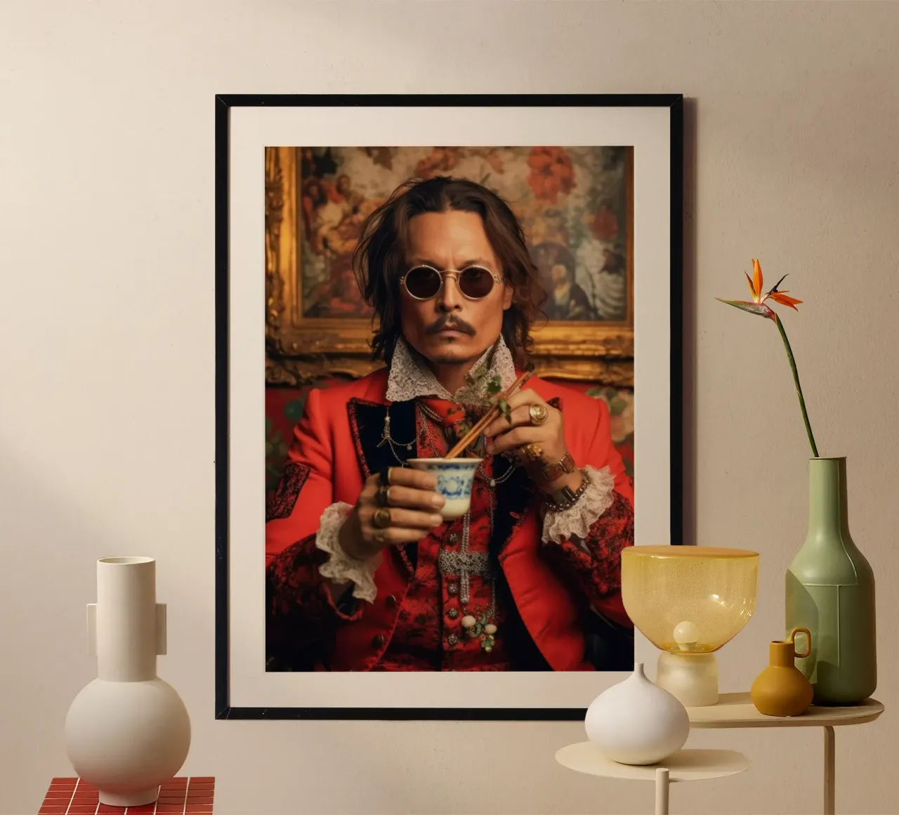 Johnny Depp Fashion Art poster avec cadre en bois de Lootprint