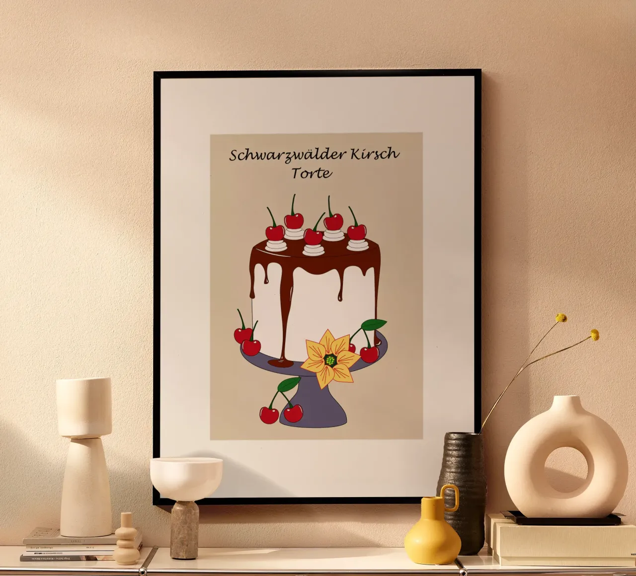 Gateau della Foresta Nera poster con telaio in plastica da SunflowerDE