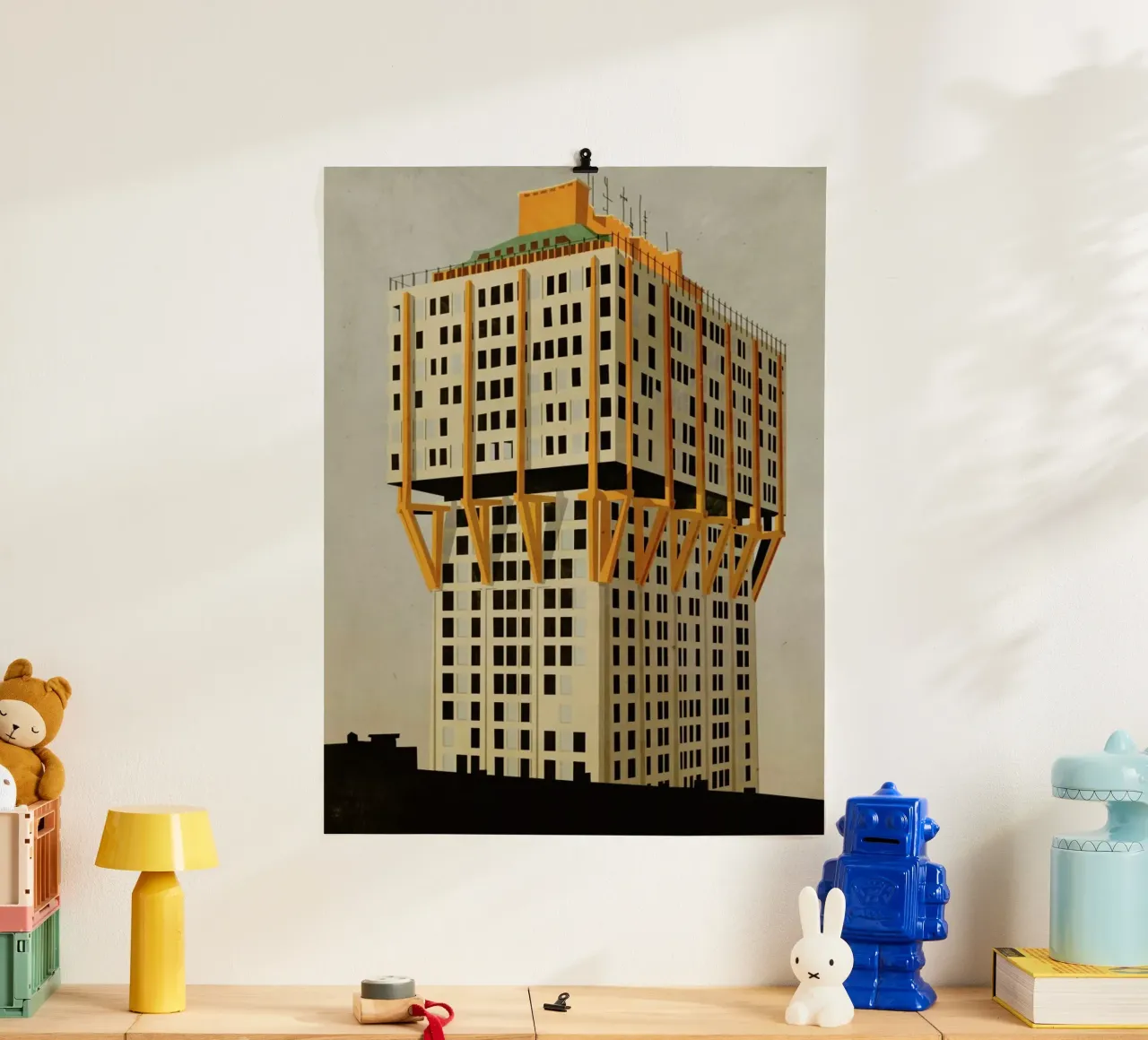 Velasca Tower poster con telaio in legno da Giordano Poloni