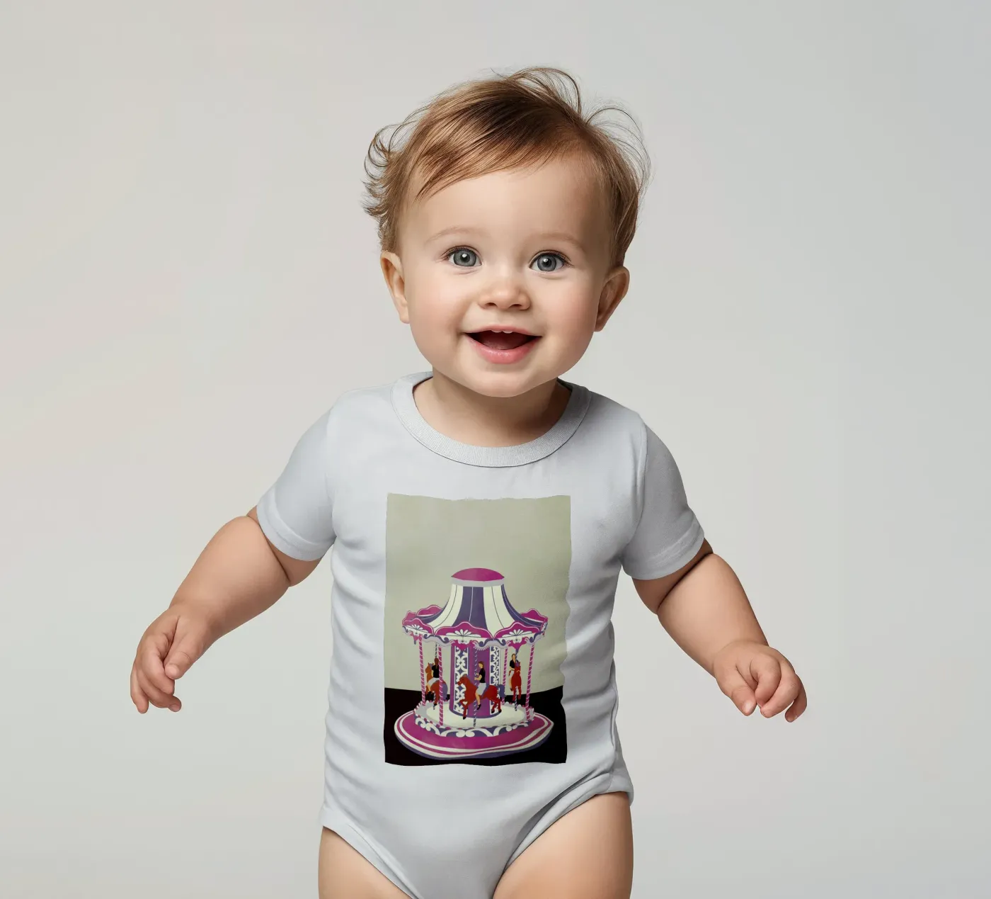 Carousel short-sleeve baby romper by Giordano Poloni