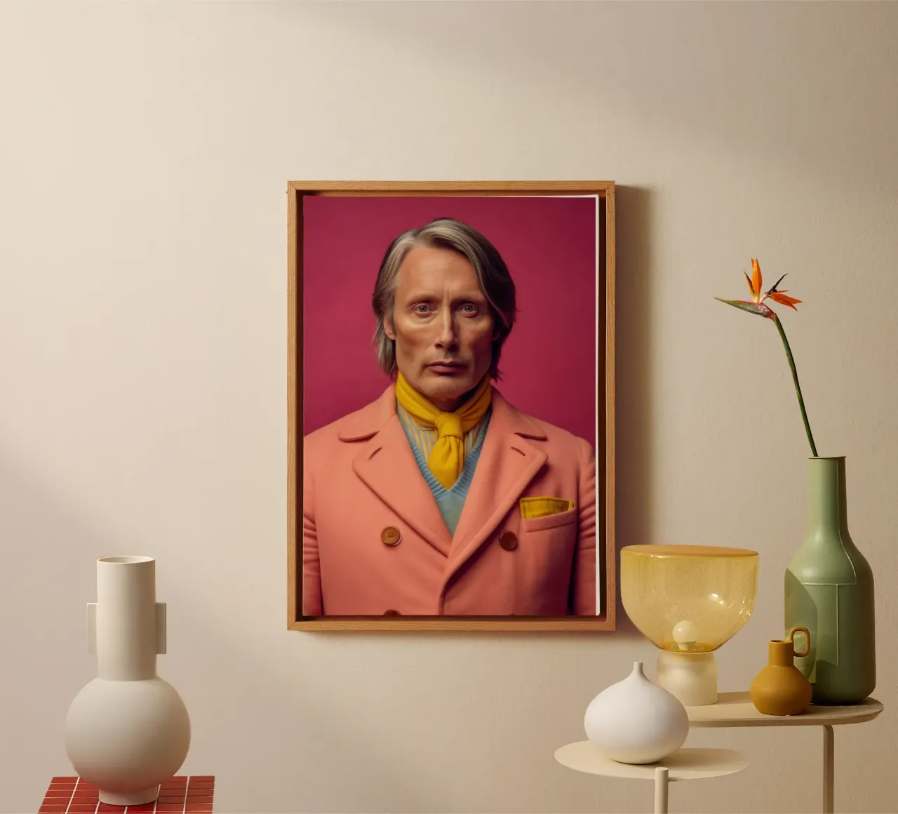 Mads Mikkelsen Fashion Art tela con Cornice a cassetta da Lootprint