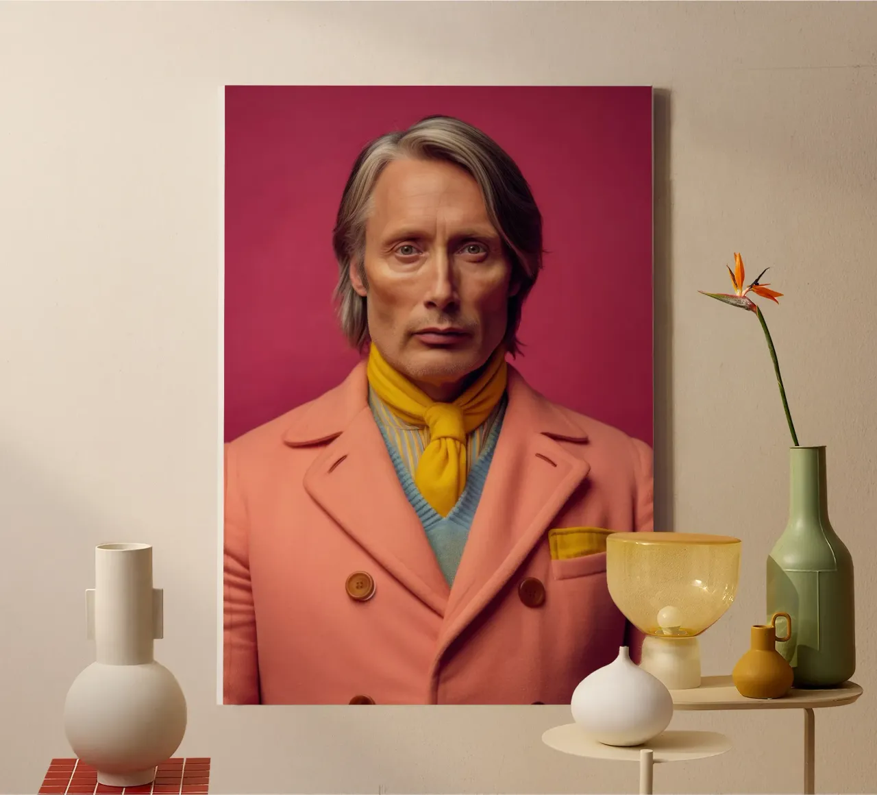 Mads Mikkelsen Fashion Art tela con Cornice a cassetta da Lootprint