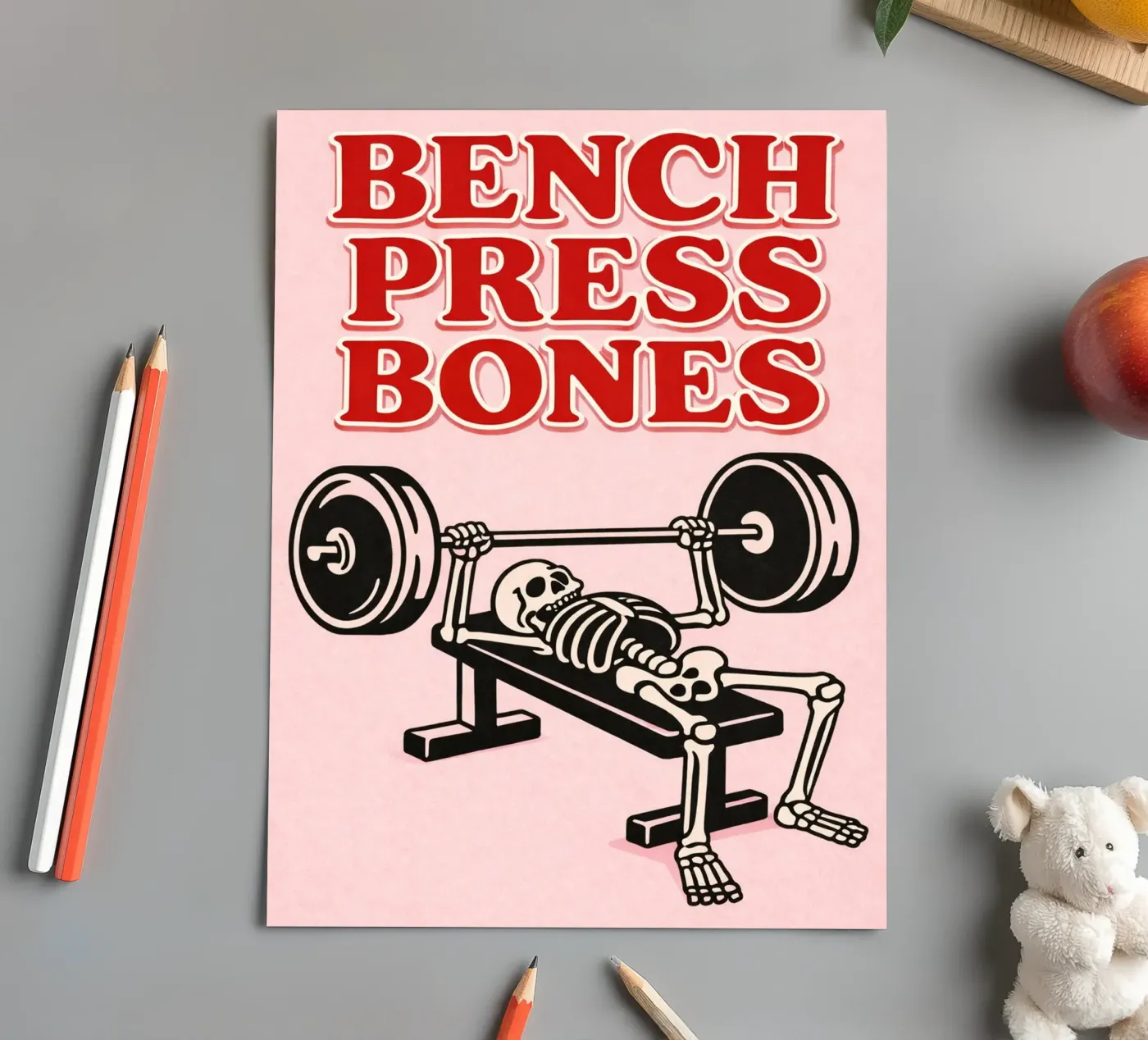 bench press bones sticker sheet by Elfath