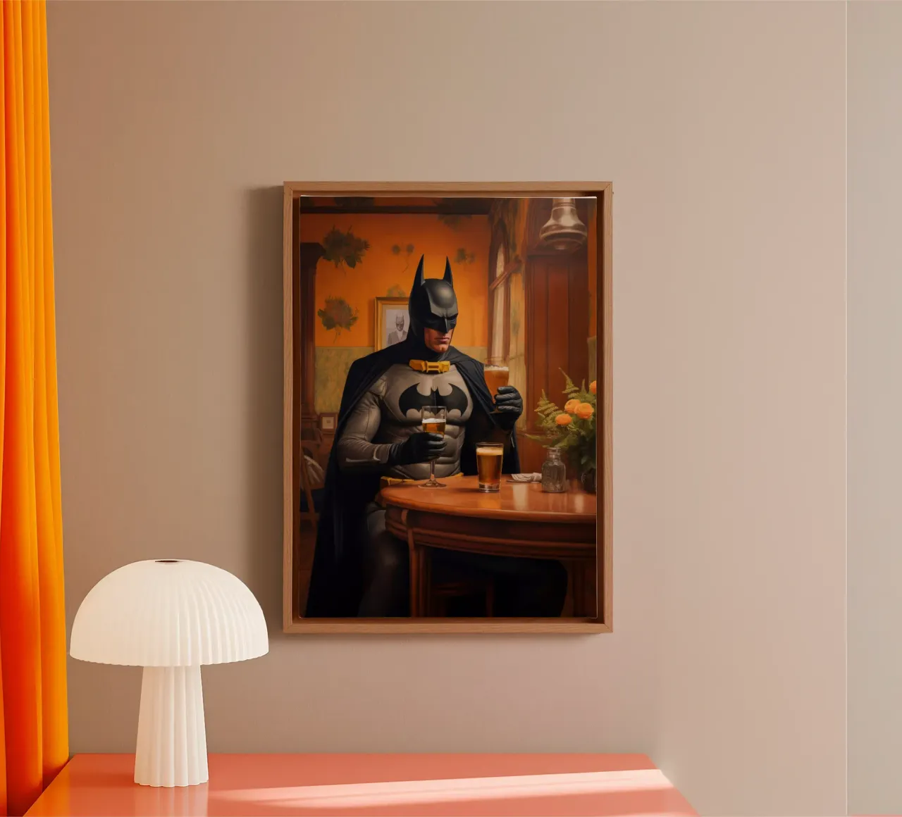Batman Beer Art canvas with Floater frame by Lootprint