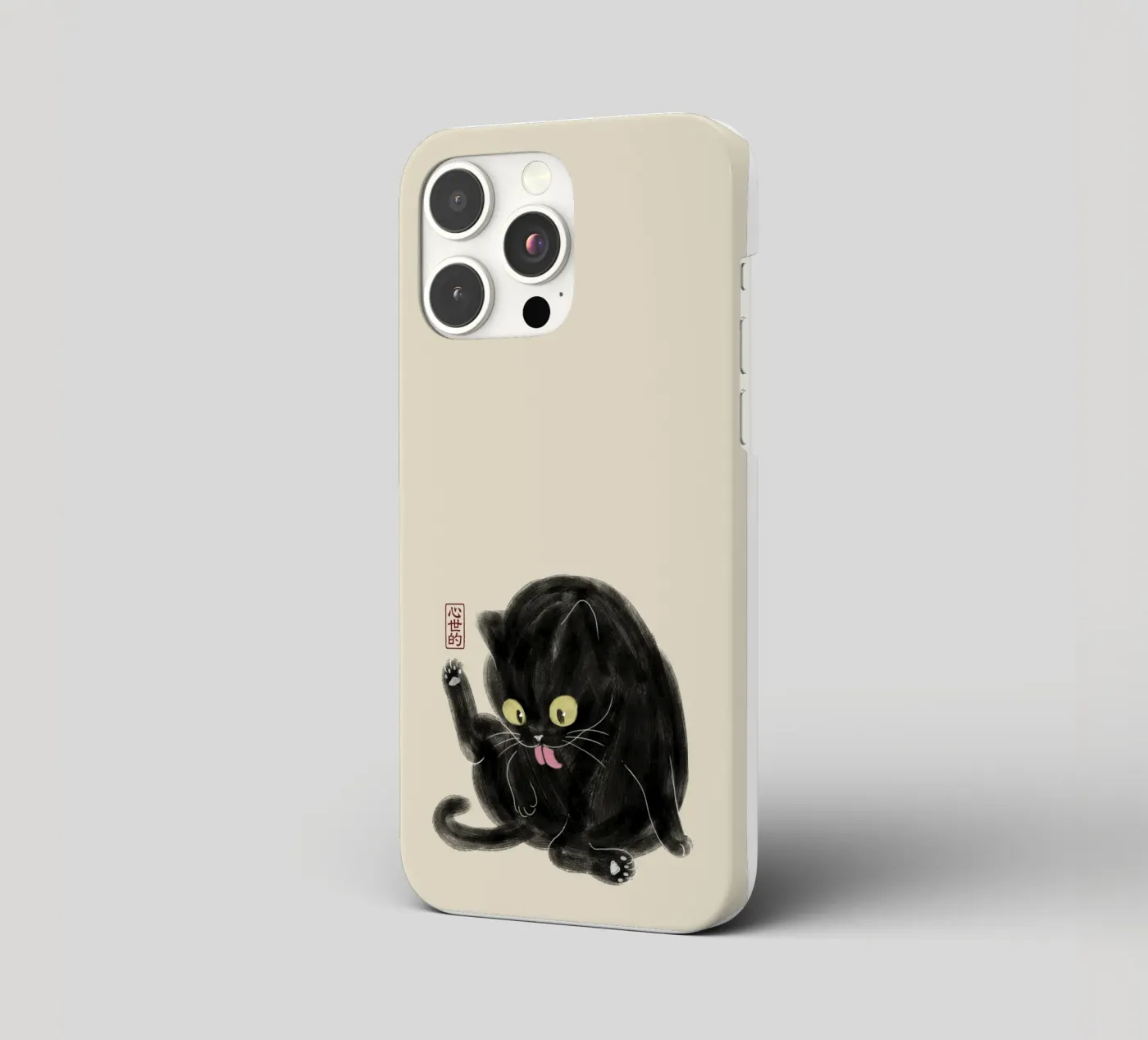 Chubby Black Cat Illustration - Japanese Sumi-e Style iphone case by syntetyc