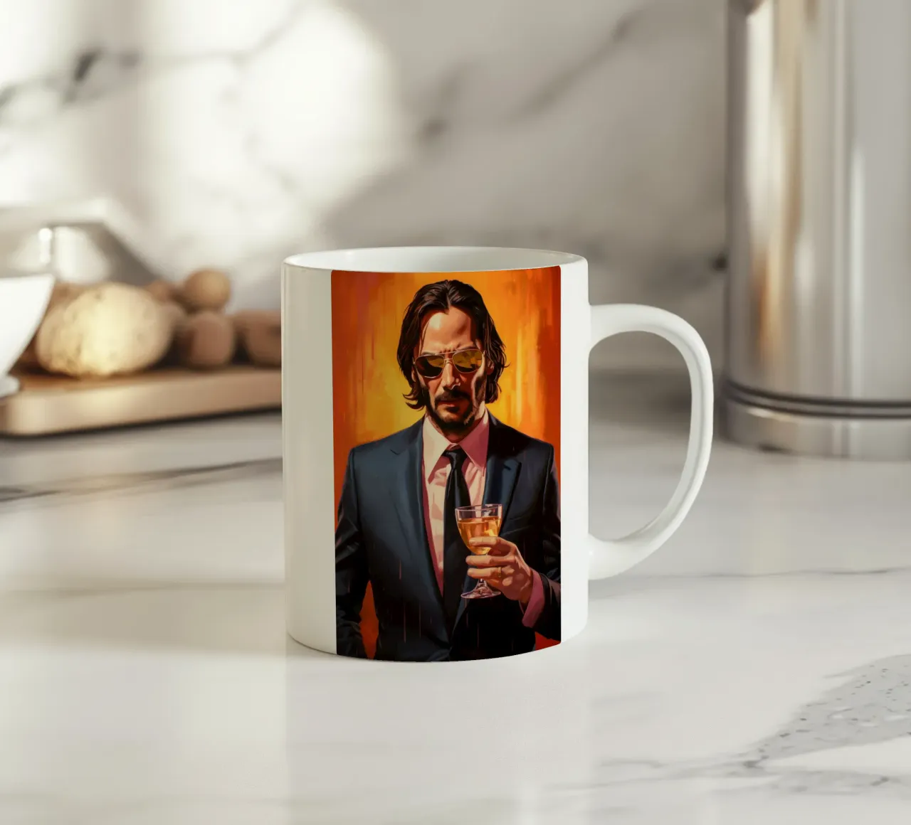 John Wick with a Drink Art tazza in ceramica da Lootprint