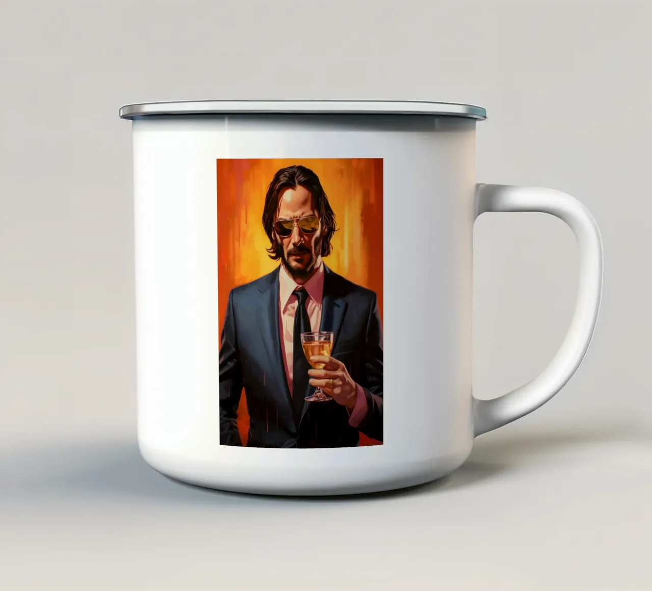 John Wick with a Drink Art tazza in smalto da Lootprint