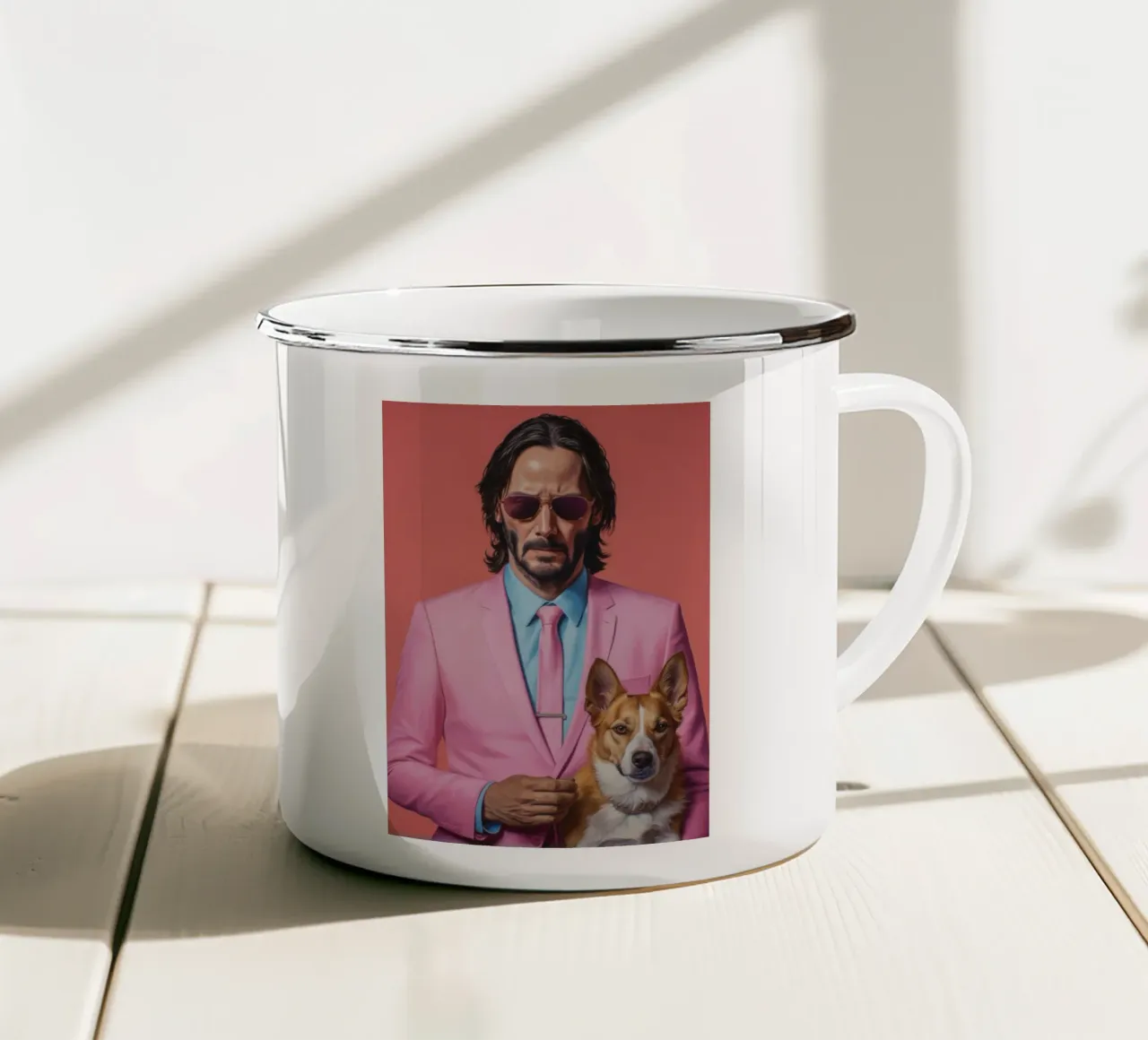 John Wick with Dog Art tazza in smalto da Lootprint