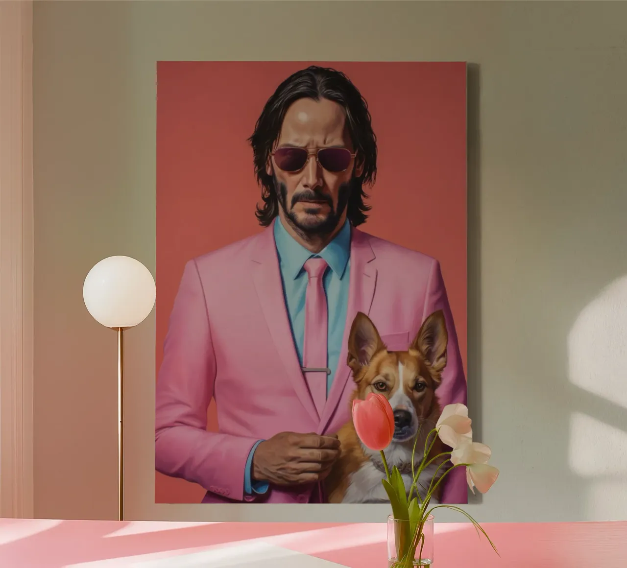 John Wick with Dog Art tela con Cornice a cassetta da Lootprint
