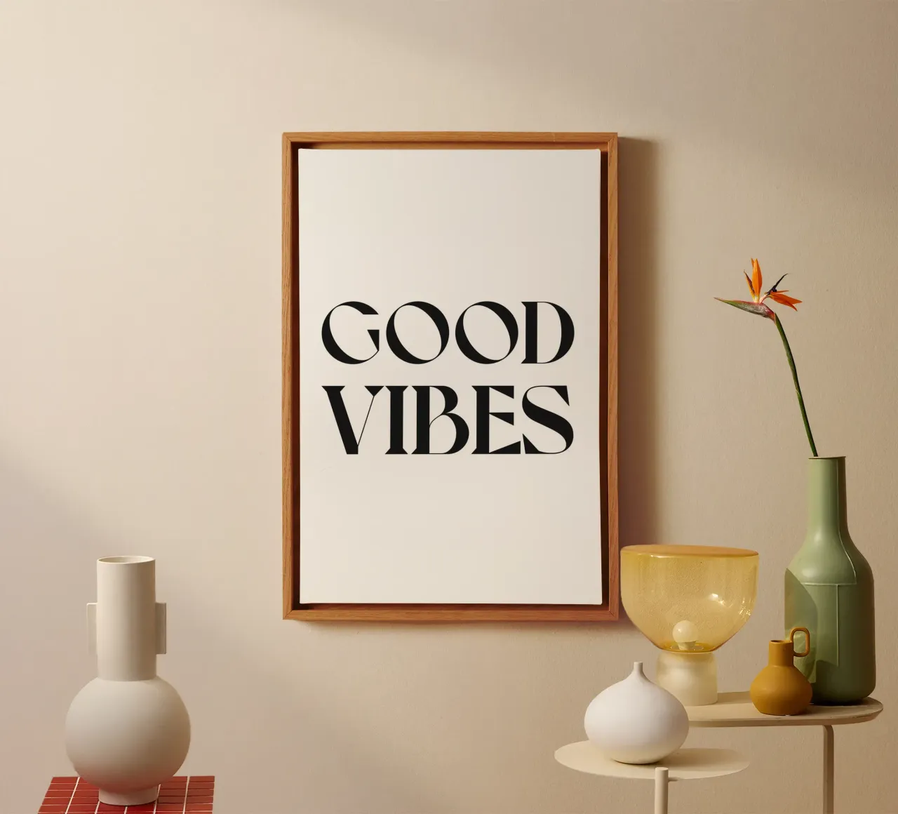 GOEDE VIBES canvas met Baklijst van n.4