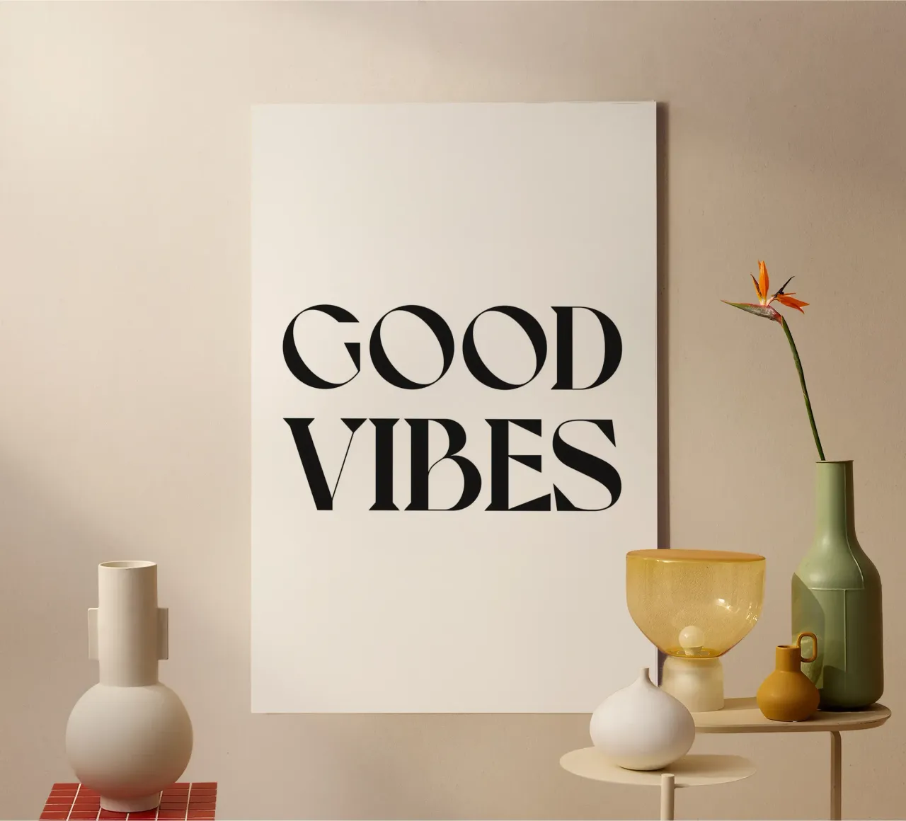 GOEDE VIBES canvas met Baklijst van n.4
