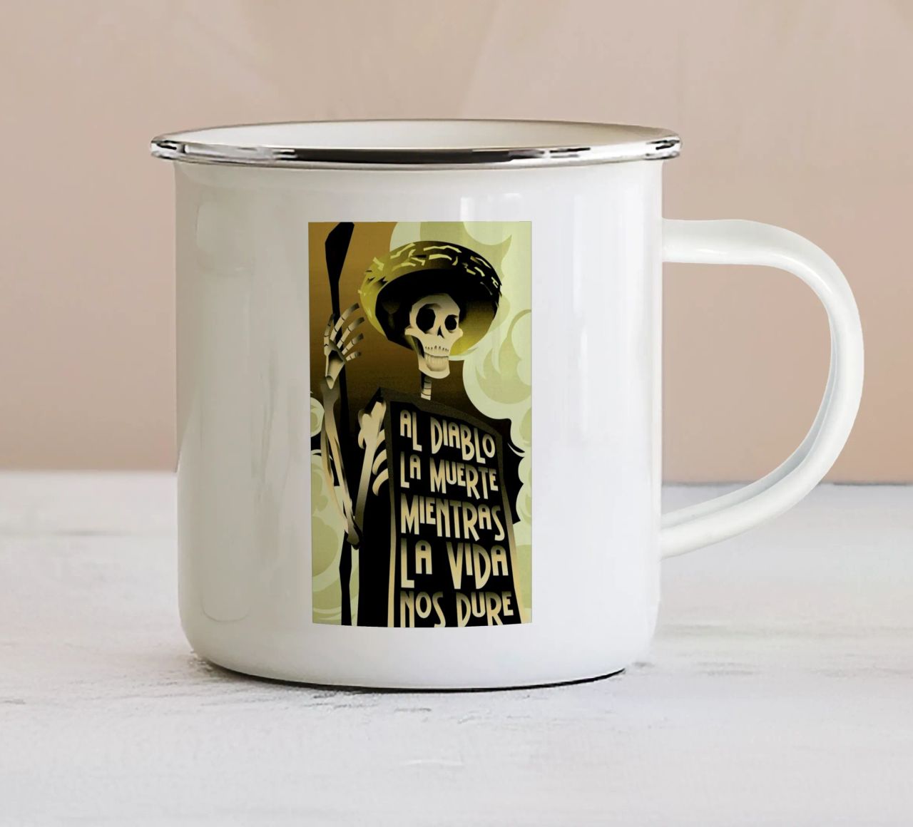 Day Of The Dead tazza in smalto da Rodolfo Reyes