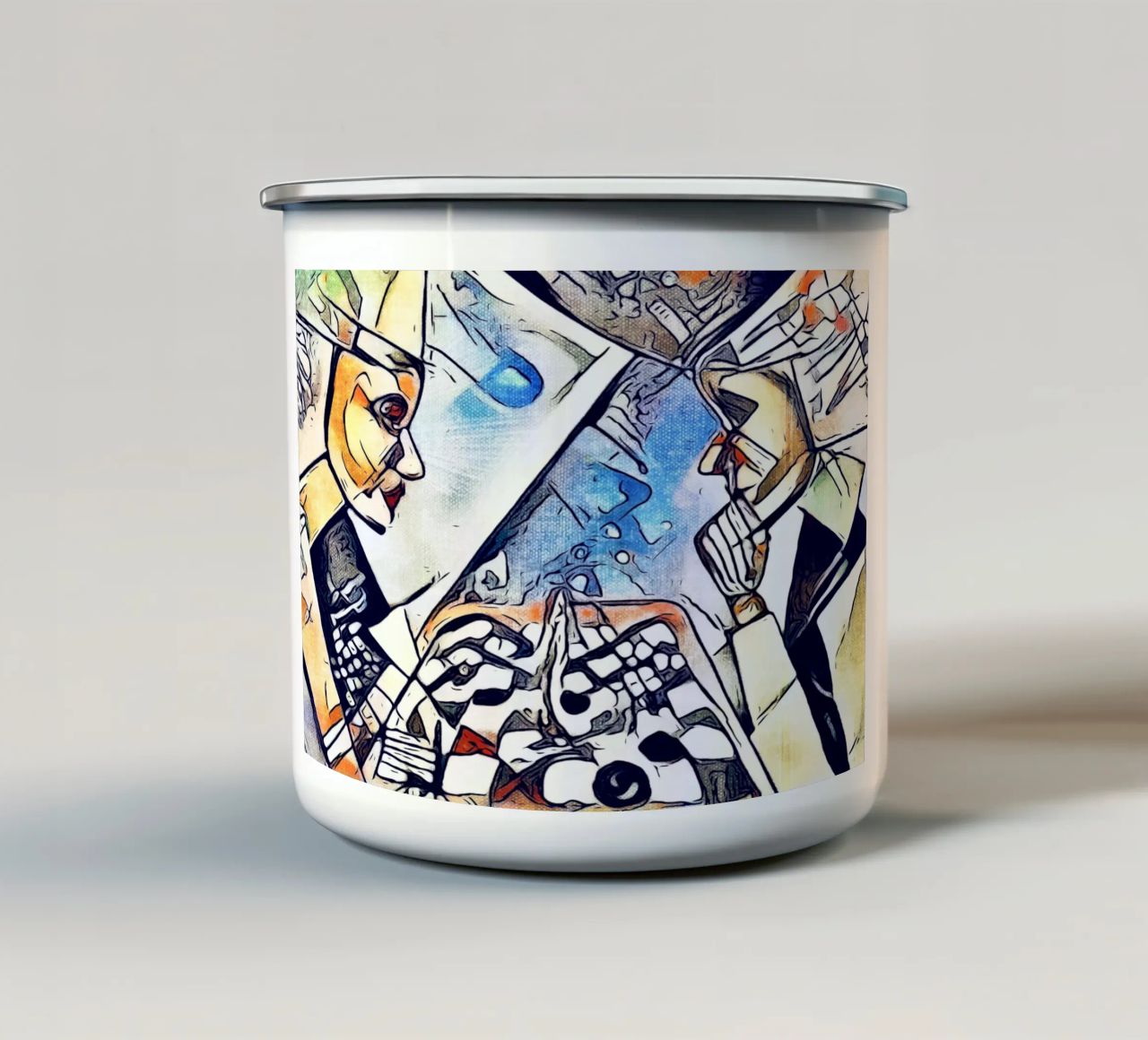 Due giocatori di scacchi tazza in smalto da ZAMART