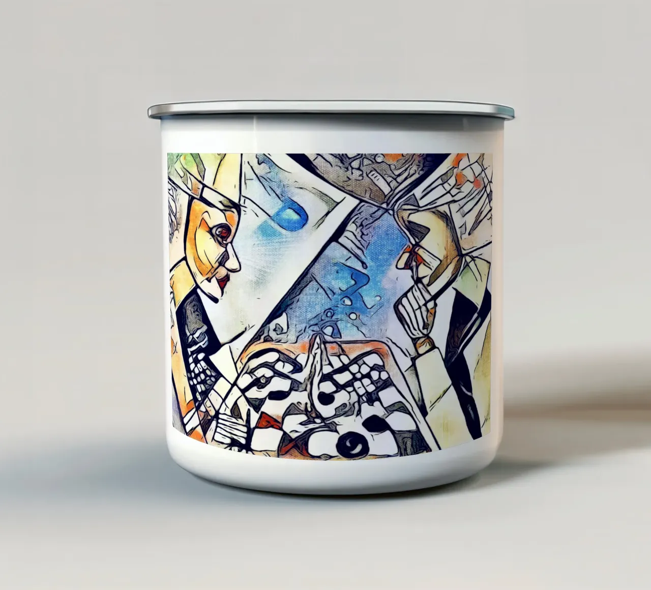 Two chess players enamel mug by ZAMART