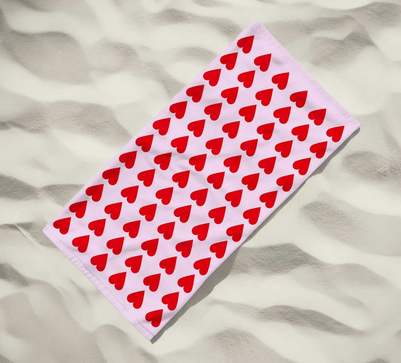hearts beach towel by lookingforsunrays