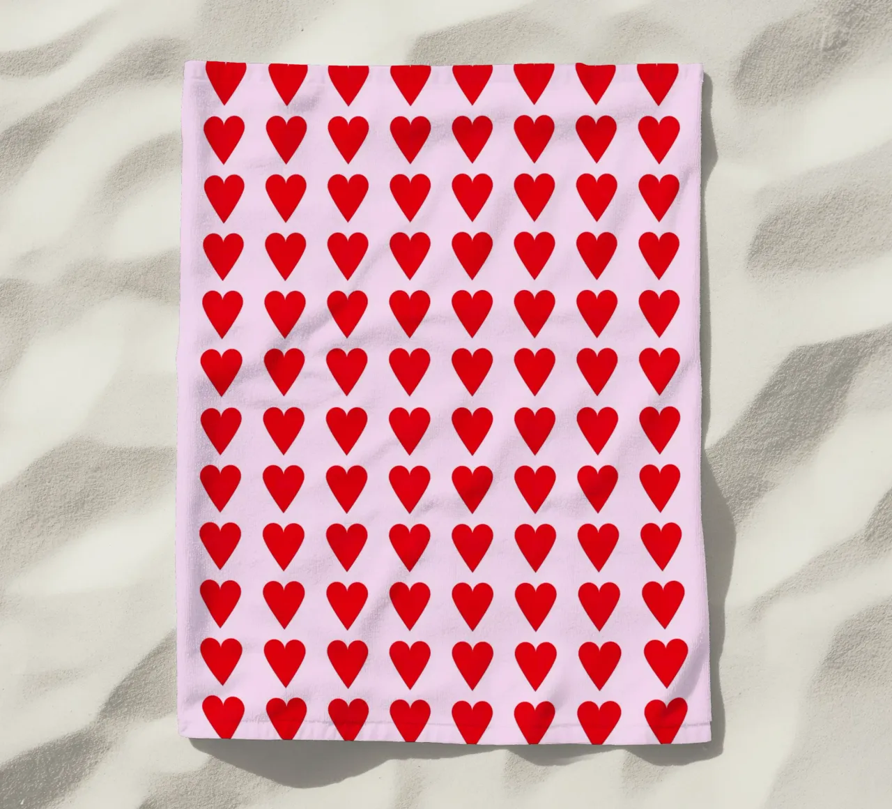 hearts beach towel by lookingforsunrays
