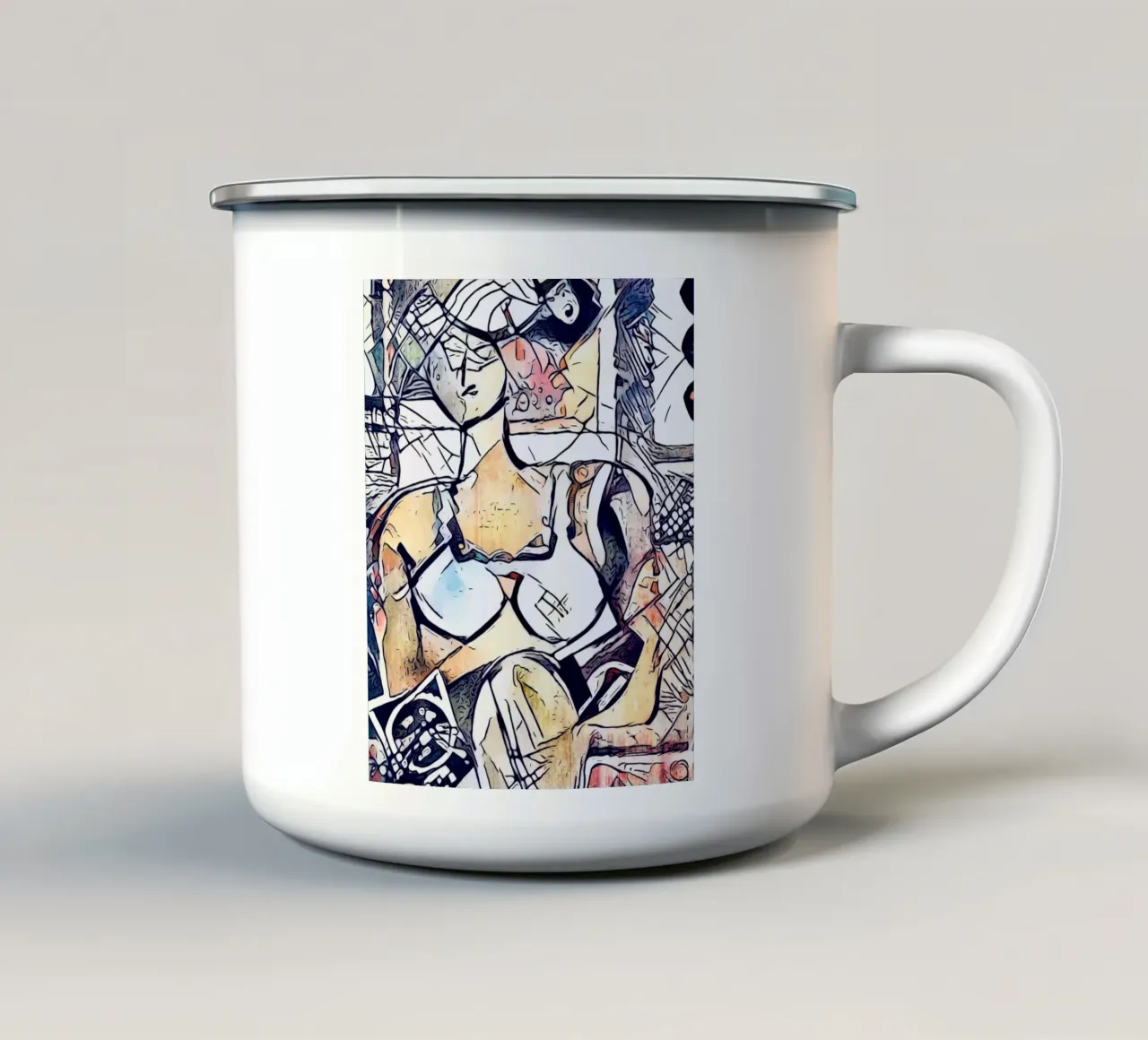 Donna con cappello tazza in smalto da ZAMART