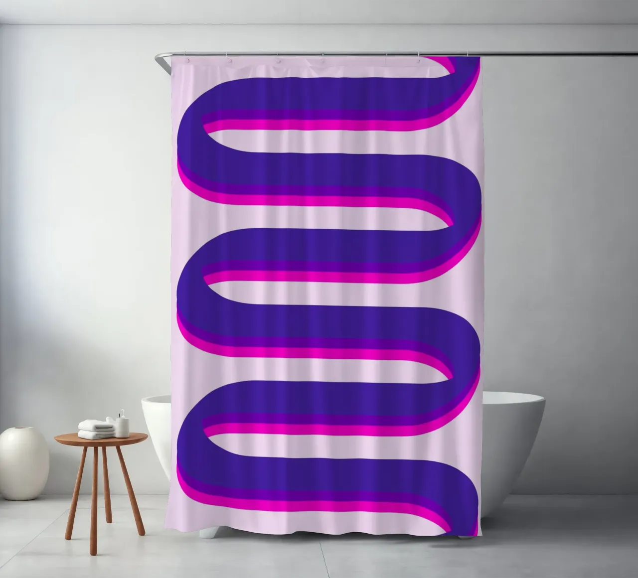 purple curves shower curtain by lookingforsunrays