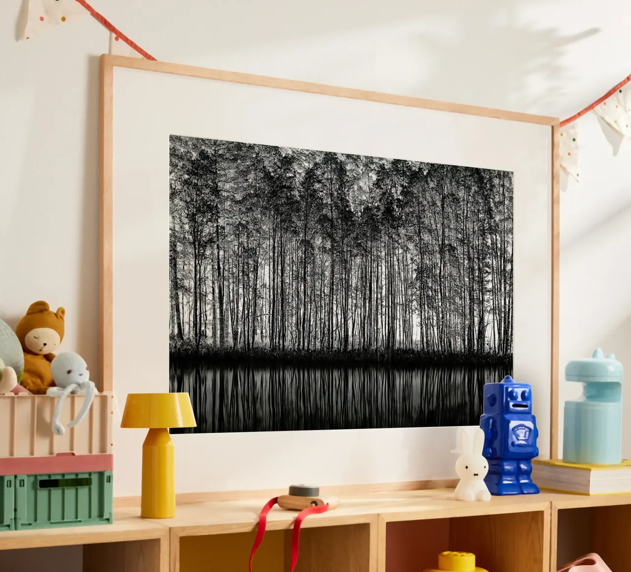 Pointillism_Nature - Roswitha Schleicher-Schwarz poster con telaio in legno da Pictufy