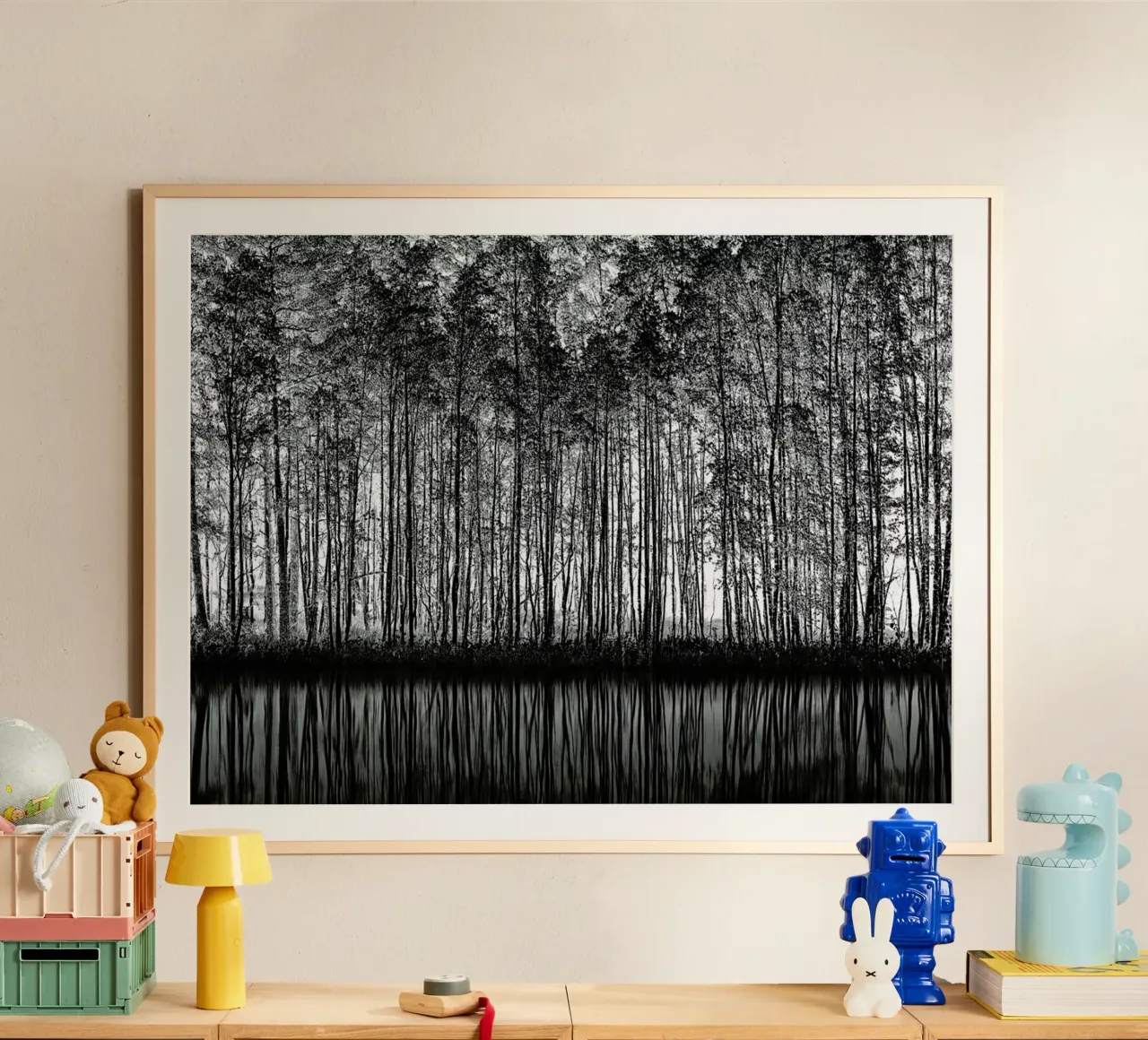 Pointillism_Nature - Roswitha Schleicher-Schwarz poster con telaio in legno da Pictufy