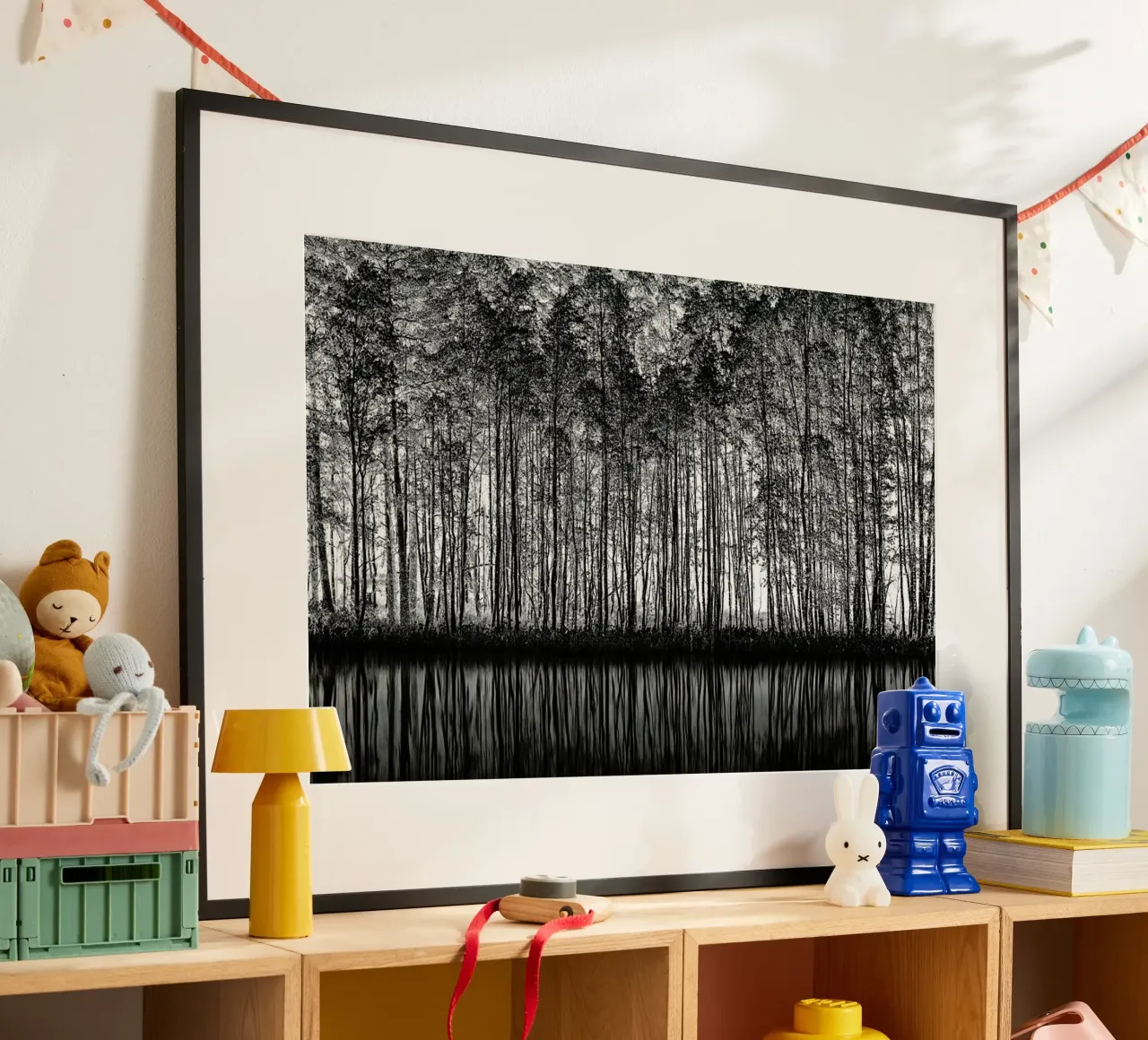 Pointillism_Nature - Roswitha Schleicher-Schwarz poster con telaio in legno da Pictufy