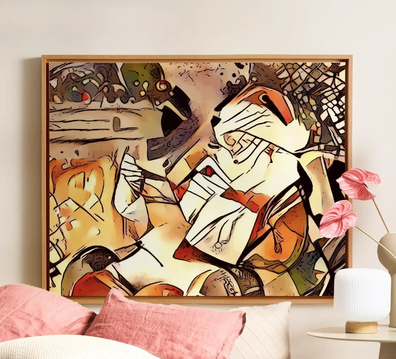 Vrolijk kerstfeest, motief 4 canvas met Baklijst van ZAMART